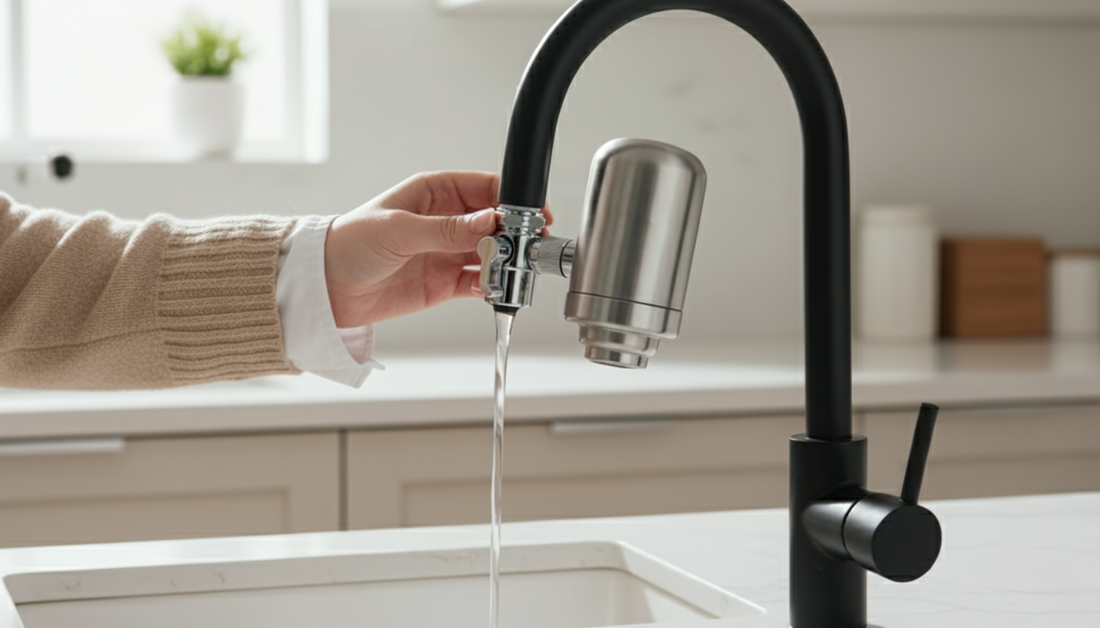 verre d’eau du robinet posé sur une table, représentant les impuretés invisibles souvent présentes dans l’eau potable.
